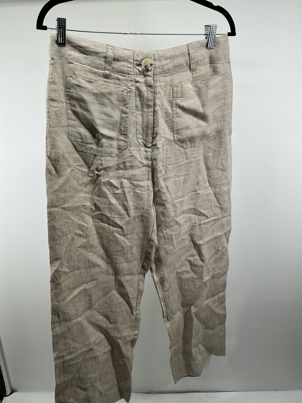 100% European Linen Patch Pocket Wide Leg Pants - 28"